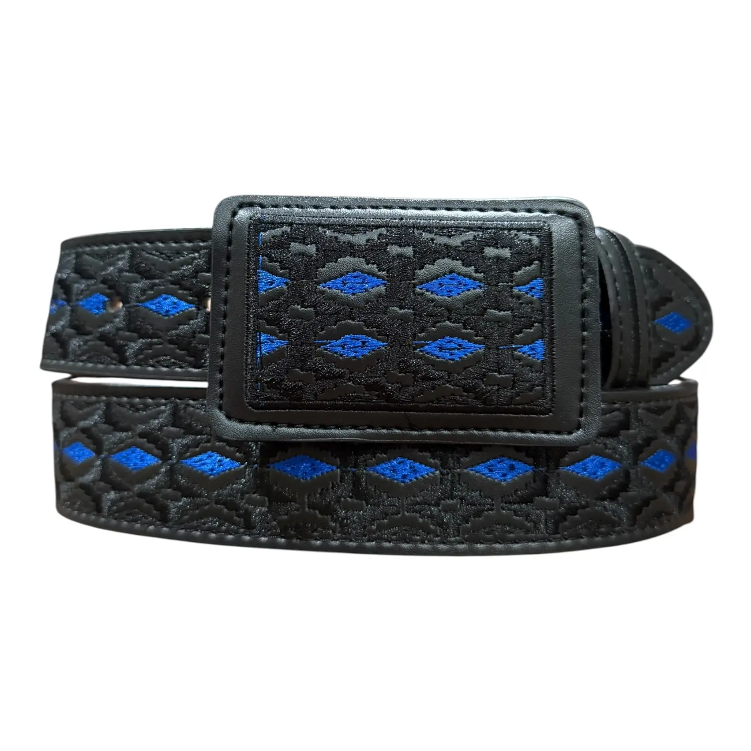 Cinto Negro Vaquero Bordado Piteado de Piel Cinto Charro Men’s Black Western Embroidered Leather Belt
