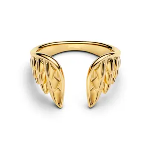 Artificial Gemstone Angel's Golden Wings Ring, Jewelry Accessory, Model 50C30011-JZ