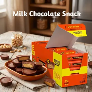 Peanut Butter Filled Milk Chocolate Candy – Snack Size Cups, 25 Count Pack, Smooth Dessert Treat, 13.75 oz