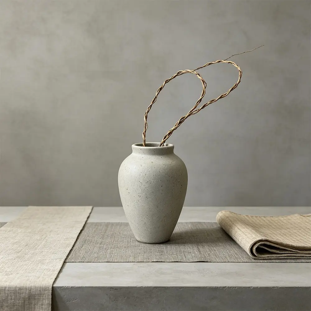 Minimalist Ceramic Vase, Small White Speckled Pottery Vase for Dried Flowers, Rustic Matte Stoneware Vase, Nordic Style Desktop Decor, Modern Farmhouse Bud Vase for Living Room Bedroom Home Decoration Floral