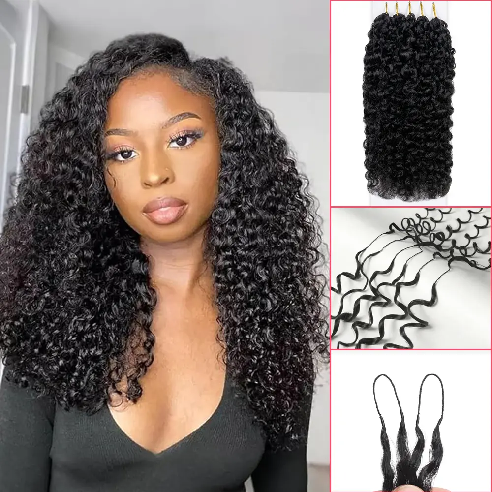 【Great Deal】100g/Pack RECOYA Feather Crochet Human Hair 100g/Pack Kinky Curly for Miracle Knots Boho Braids Knotless Burmese Curly Deep Wave Hair ExtensionsBoundless2-3Packs for Full Head Pre-Separated,Time-Saving, lightweight Glueless Protective Styles
