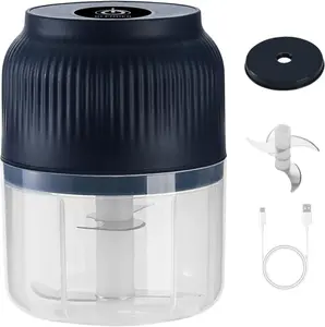 Household Electric Garlic Crusher, Electric Garlic Chopper Mini with Stainless Steel Blade Head, One-Touch Portable Food Processor, for Garlic Onion Chili Nuts Meat