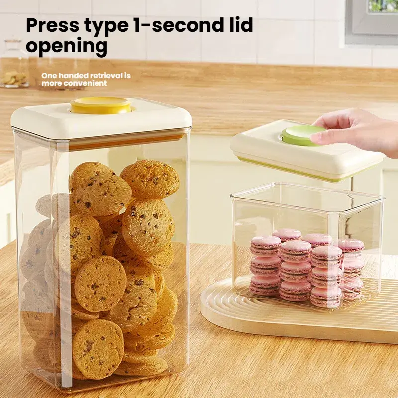 6 pcs 16-80oz Airtight Food Storage Containers - Press-Lock Vacuum Sealed Candy Jars for Cereal, Snacks & Dry Foods, BPA-Free Plastic Kitchen Canisters with Lids Utensils Tin