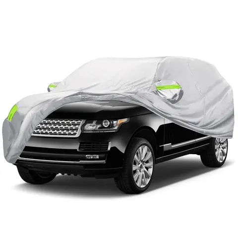 Car Waterproof Cover, All Weather Sun, UV and Rain Protection with Reflective Strip for SUV (183 to 201 inches) Water Resistant Cover Polyester Cover
