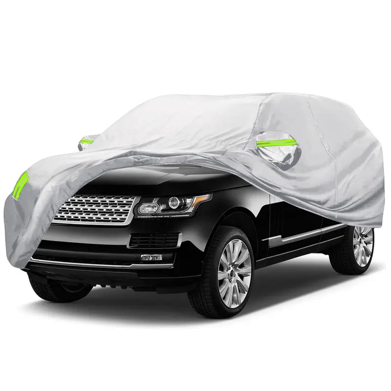Car Waterproof Cover, All Weather Sun, UV and Rain Protection with Reflective Strip for SUV (183 to 201 inches) Water Resistant Cover Polyester Cover