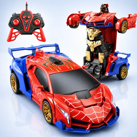 Transforming RC Car Toy for Kids, Remote Control Spider Style Robot Car with Lights, One-Button Transform, 360° Rotation Stunt Car Rc Vehicle Remote Controlled Car
