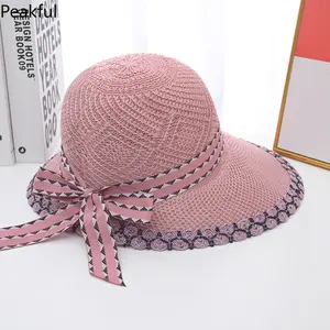 Hat Women's Summer New Big Brim Lace Straw Hat Fashion Versatile Sunscreen Sun Hat Straw Duck Tongue Sun Hat