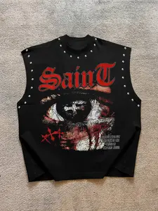 Men's Casual Vest with Graphic Cross Print, Sleeveless Tank Top, Comfortable and Durable, Fashionable, Versatile and Outdoor, Perfect for Daily Shopping and Weekend Camping