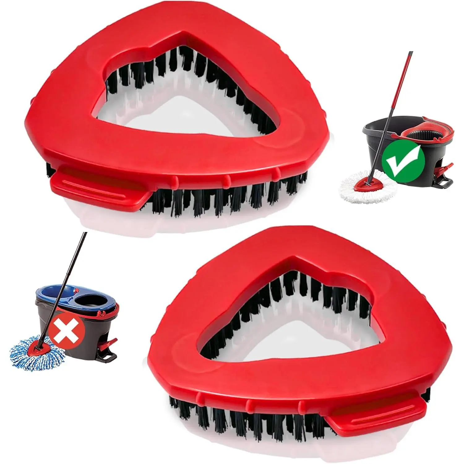 Spin Mop Scrub Brush  for O Cedar EasyWring 1-Tank System, Triangle Stiff Bristle Oceda Scrubber Mop  for Bathroom, Kitchen, Bathtub, Tile and Floors