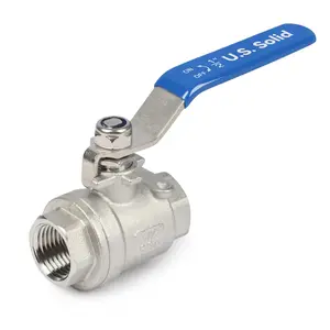 U.S. Solid 1/2" Full Port Ball Valve 304 Stainless Steel Female Thread with Blue Handle for Reliable Flow Control