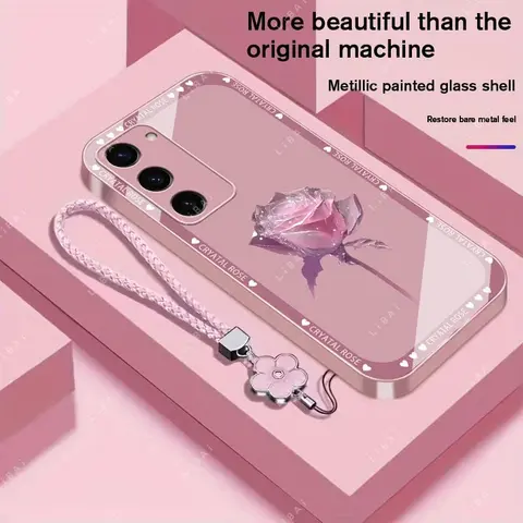 Suitable for [Galaxy S23 5g] Brand new premium phone case,  Free four-leaf clover lanyard，drop-proof and fingerprint-resistant，simple and elegant design，multiple colors available YM99