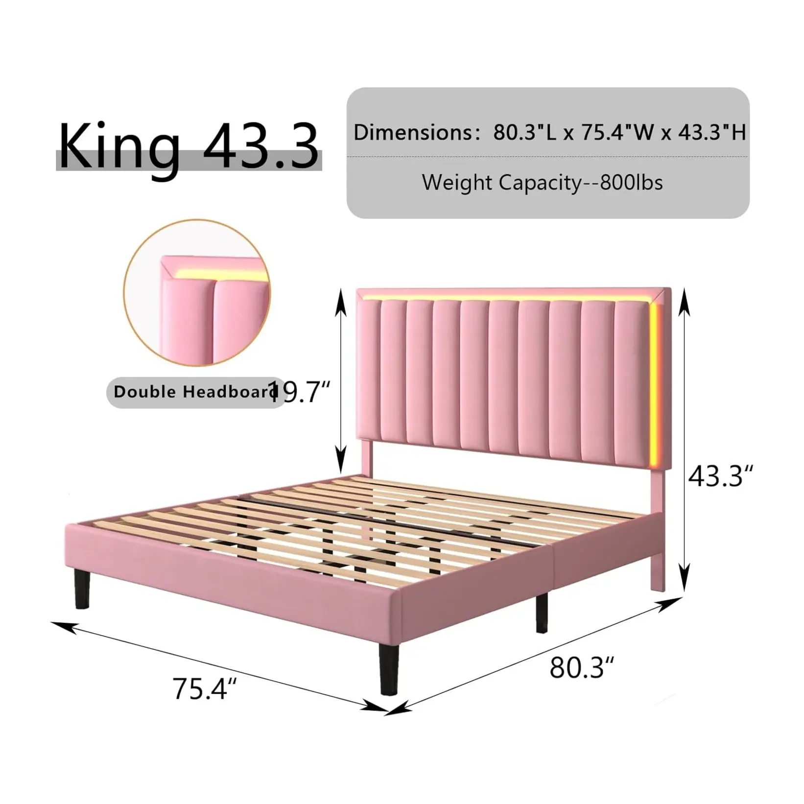 King Pink + 2 Nightstands