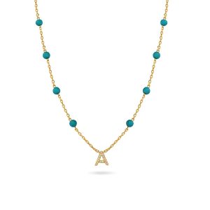 Turquoise 'True You' Initial Necklace