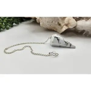 White Howlite Pendulum w/Silver Plated Chain