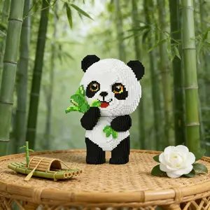 3D Bamboo Panda Puzzle Building Block Decoration, Home Office Bookshelf Decor, Party Living Room TV Stand Display, Ideal Gift