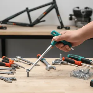 ZX039 Industrial-grade heavy-duty T-handle 3mm hex key screwdriver - Upgraded with thickened compatible drive sleeve, manual operation, durable metal material with green handle, essential tool for bicycle maintenance.