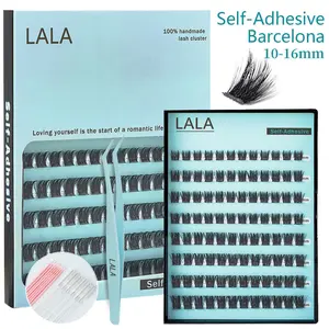 【Barcelona】LALA DIY Eyelashes Self Adhesive Lash Clusters Pre glued Eyelash Clusters No Glue Needed Lashes Wispy D-curly Cluster Eyelash extensions 10-16mm Individual Lashes