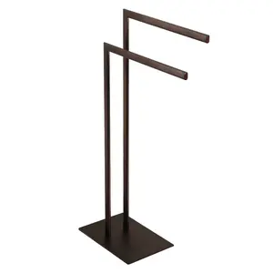 212 MAIN Modern Stainless Steel Freestanding Edenscape Pedestal Dual Towel Rack - Oil Rubbed Bronze Finish, Weighted Base