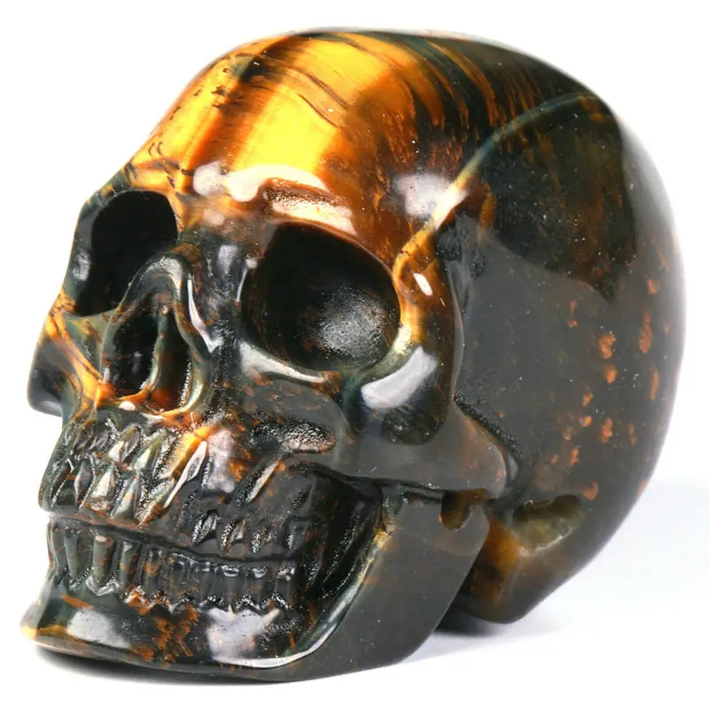 2.0 " Tiger Iron Eye Carved Crystal Skull, Super Realistic, Crystal Healing