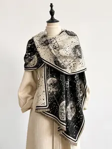 Starry Sky Pattern Fringe Scarf, Soft Warm Woven Shawl for Men & Women, Casual Fashion Accessory for Fall Winter Daily Wear