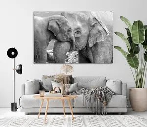 Elephant Family Canvas Prints - Wild Animals Home Decor - Wall Art for Living Room, Bathroom, Kitchen SHJY-00404 Decoration Artistic Paintings Ornaments Waterproof Poster