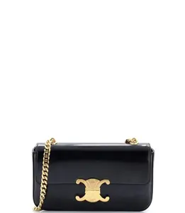 Pre-owned Celine Leather Shoulder Bags Triomphe Chain Shoulder Bag Small