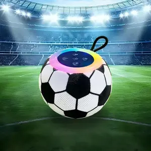 Football Bluetooth-compatible Speaker, Portable Card Insert Subwoofer, 360° Surround Sound, Heavy Bass, LED Lights, Ideal for Outdoor, Parties, Picnics, Camping, Football Lovers Gift