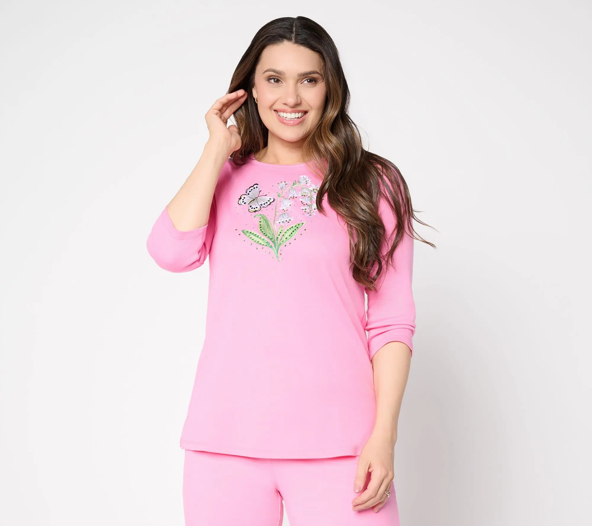Quacker Factory Petal Power 3/4 Sleeve Top