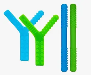 Sensory Chew Toys for Autistic Children 4 Pack, Silicone Teething Straws Toys for Autism, ADHD, SPD, Biting or Special Needs, Sensory Toys for Toddlers 1-3 Oral Motor Tools Relief Stress, Anxiety