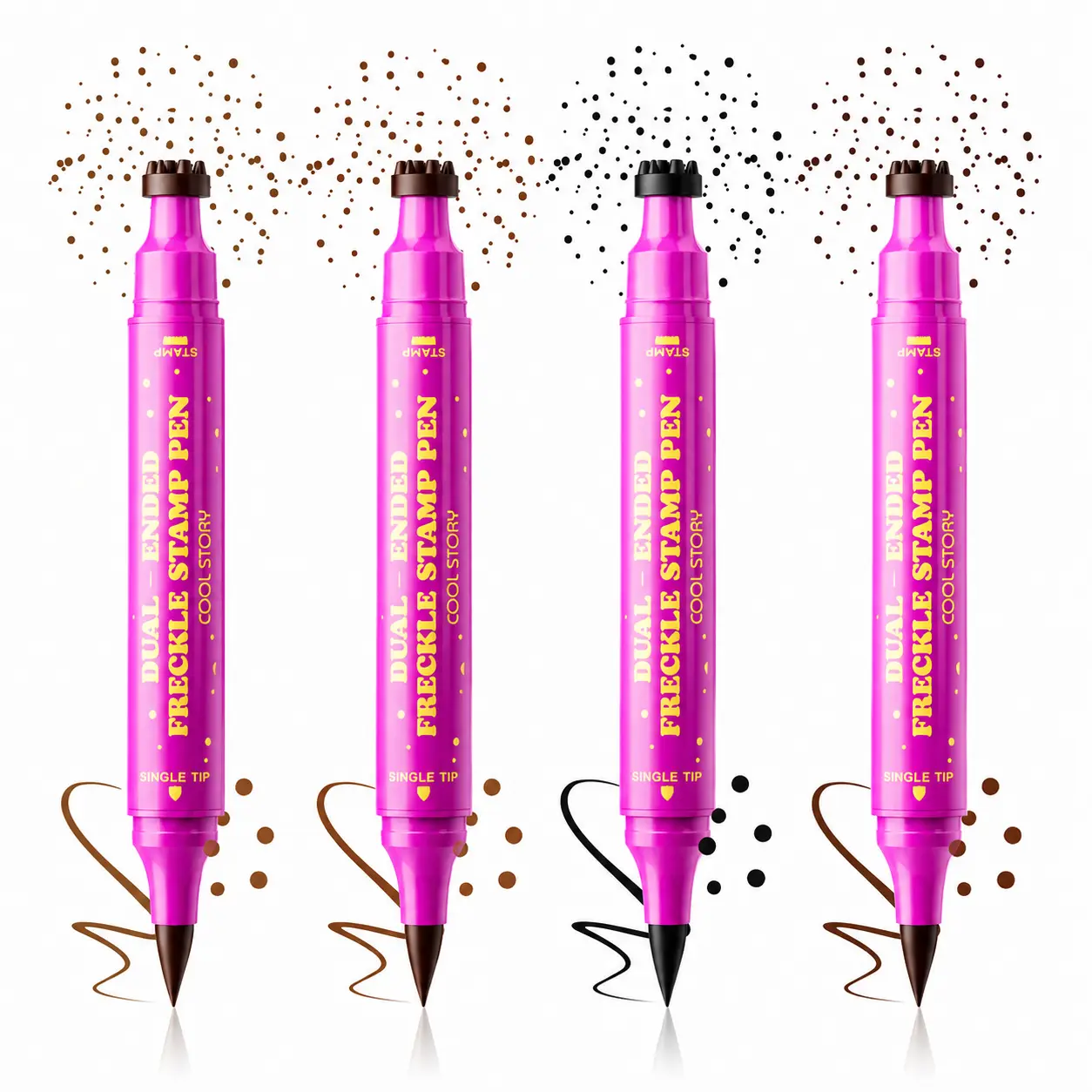 Dual-Ended Faux Freckle Pen, Freckle Stamp and Fine Tip Makeup Pen for Natural-Looking Face Makeup, Easy Freckle Look for Daily Wear, Party, Festival and Photo Makeup