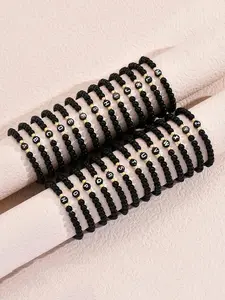 Initials Bracelet, Fashionable Beaded Bracelet for Couple, Casual Trendy Beaded Bracelet, Fashion Accessories for Daily Wear, Personalized Couples Bracelet, Initial Charm Bracelets