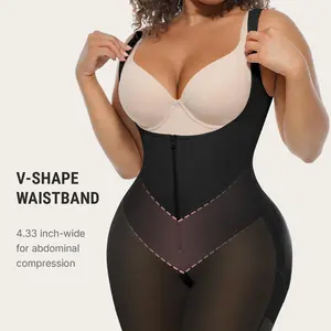 FeelinGirl FeelVibe Fajas Colombianas Shapewear Postpartum Body Shaper Butt Lifter Bodysuit with Zipper Crotch Plus Size Smooth Compression Mother’s Day