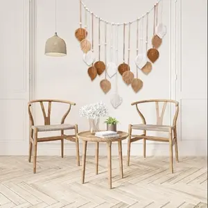 Boho Style Leaf Design Hanging Decor, 1 Count Handmade Woven Tassel Wall Hanging, Wall Decor for Home Living Room Bedroom, Hangable, Boho Decoration