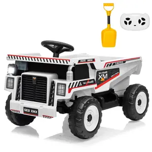 GARVEE 12V Remote Control Ride-On Dump Truck - Electric Toy Vehicle with Bluetooth Audio, Realistic Dump Action, Durable Construction, Easy Controls for Outdoor Playtime