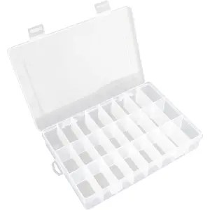24 Grids Plastic Organizer  With Dividers - Clear Craft  for Beads, Earrings, Pills, Jewelry, Screws, Seeds,, Hair Ties - Travel   Storage box