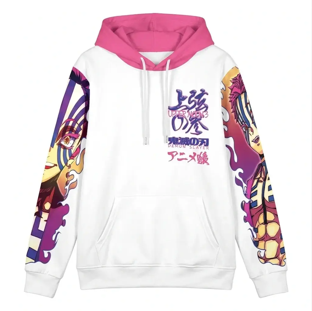 Akaza V2 Demon Slayer Streetwear Zip Hoodie Jacket, Anime fan hoodie