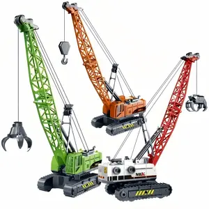 Realistic Inertial Large Crane Toy with Rock Grabber, Durable ABS in Orange/Red/Green, Perfect Xmas Halloween Gift for Boys Construction Vehicles