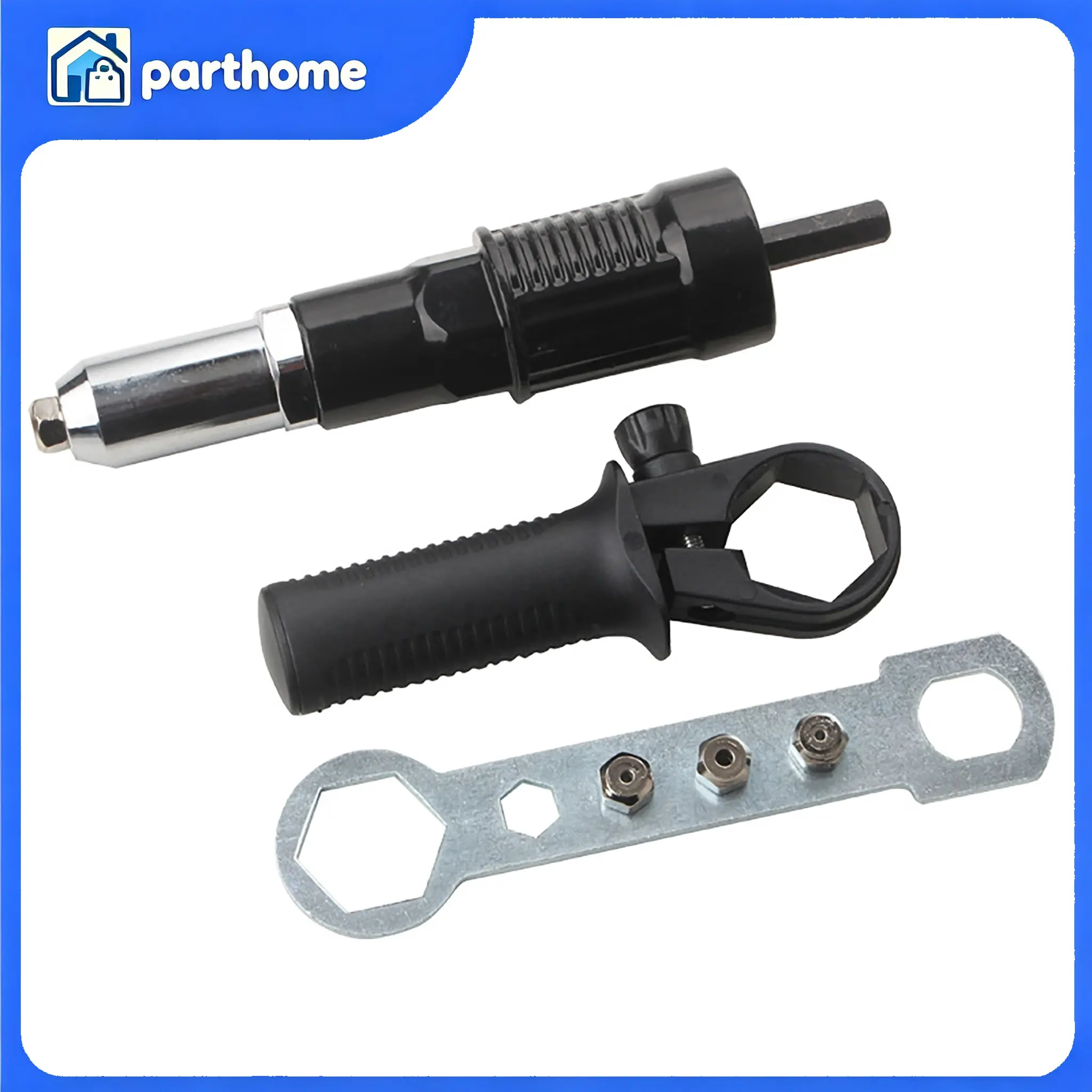 Alloy Steel Rivet Nut Gun Conversion Adapter, 1/4 in Hex Shank, 3-Claw Structure for 3.2mm-5mm Rivet Heads, Drill-Powered/Cordless Drills Accessory with Quick Pull for Hardware Assembly Maintenance