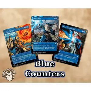 3+ Blue Counters | Proxy Cards — Force, Fierce, Mana Drain, Option to Add Swan Song, Pact, Force of Negation, Counterspell, Mindbreak, More!