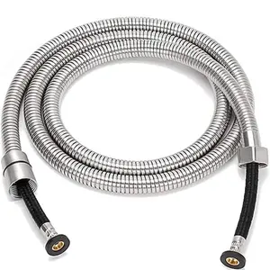 Extra Long Replacement Shower Hose 79 Inches / 2 M Braided Inner Tube High Pressure Chromed Stainless Steel Replacement for Handheld Toilet Shower Heads & Bidet Sprayers  explosion proof with EPDM tubing inside G1/2 universal connectors for pet shower