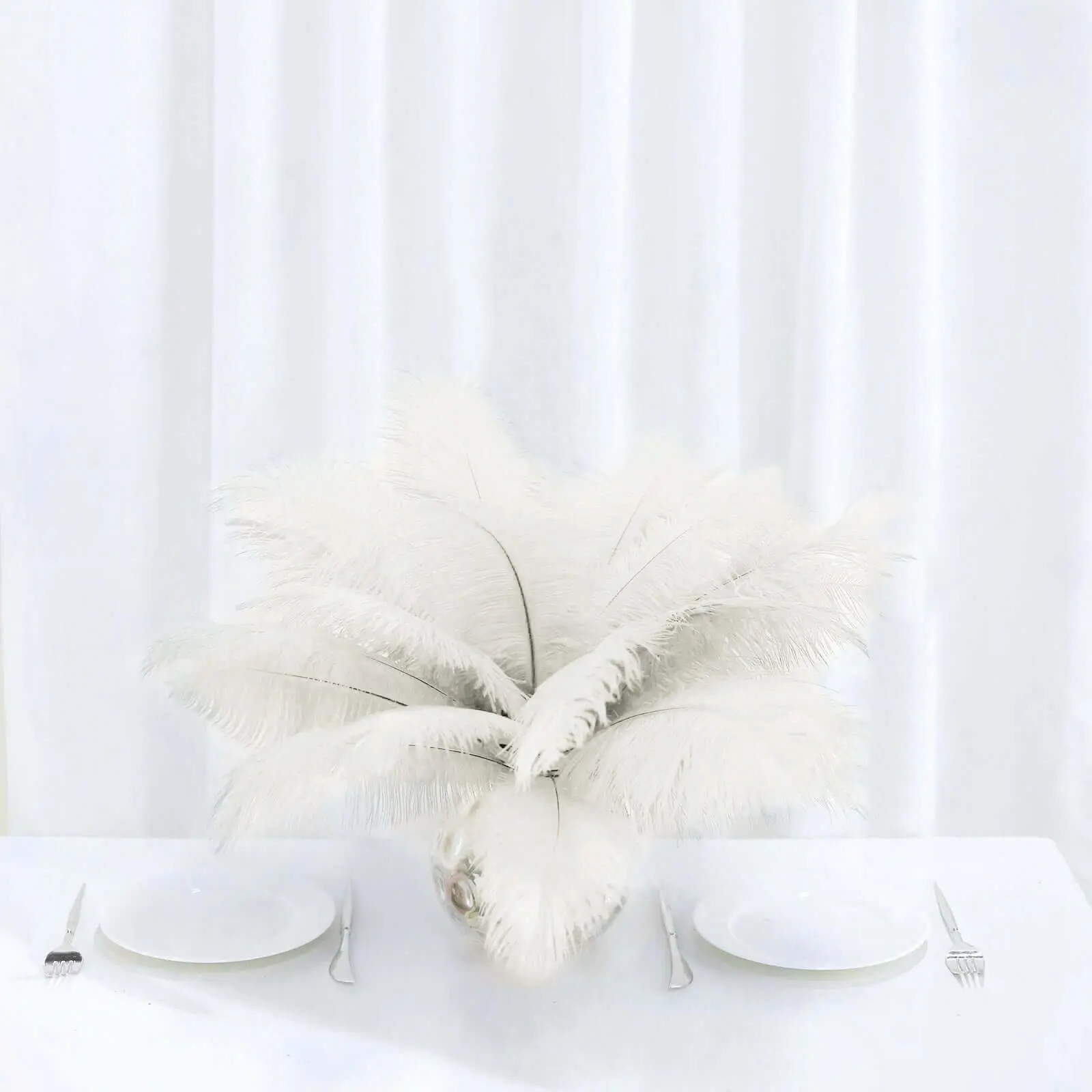 Bulk Pack 12-Pack Ivory Natural Plume Real Ostrich Feathers (13"-15"), DIY Centerpiece Fillers, Party Decoration, Festival Decorations, Decor Accessories