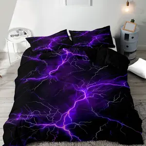 Lightning Print Decorative Duvet Cover Set, 2/3 Counts/set Including 1 Duvet Cover & 1/2 Counts Pillowcase, Soft Comfortable Bedding Set for Home Bedroom