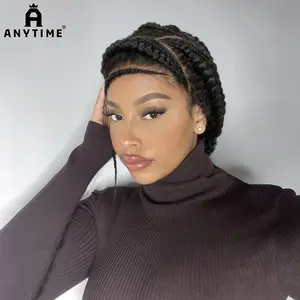 Anytime Elegant Full Lace Braided Wig for Women - 180% Density Synthetic Handmade Wig, Natural Look for All Ethnicities, Wig Accessories