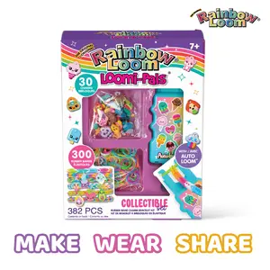 Rainbow Loom Loomi-Pals Collectible Bracelet Kit - Auto Loom for Faster Bracelet Making with 300 Rubber Bands & 30 Loomi-Pals Charms