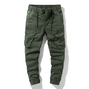 Male Button Fly Cuffed Ankle Cargo Pants, Soft Cotton Pleated Thick Thigh Baggy Work Pants Khaki Tapered Joggers Best for Spring Streetwear Back to School Campus Outfits