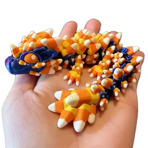 Articulated Baby Candy Corn Dragons | 3D printed plastic articulated candy corn dragon fidget toy for fun and stress relief - Decor Multicolor Gift