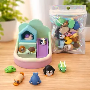 Itty Bitty Critter Pals Playset – 14 Mini Animals, Pastel Play Scene