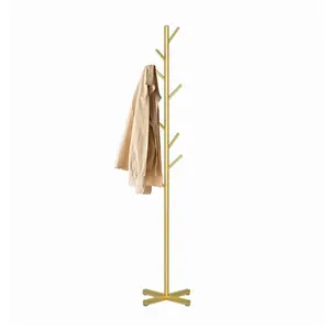 Modern Heavy-Duty Golden Metal Coating Freestanding Clothing Rack with Strong Marble Base, Easy Install Collapsible Multipurpose Garment Hanger for Bedroom, Side Hooks & Storage Bins for Hats, Scarves, Jackets, Strong Base