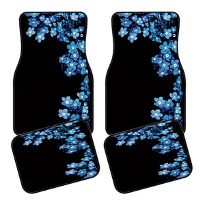 Floral Pattern Car Mat Set, Universal Fit for All Vehicles, Front & Rear Mats, Automotive Floor Mats, Stylish Interior Decoration, Easy Clean, Perfect Gift