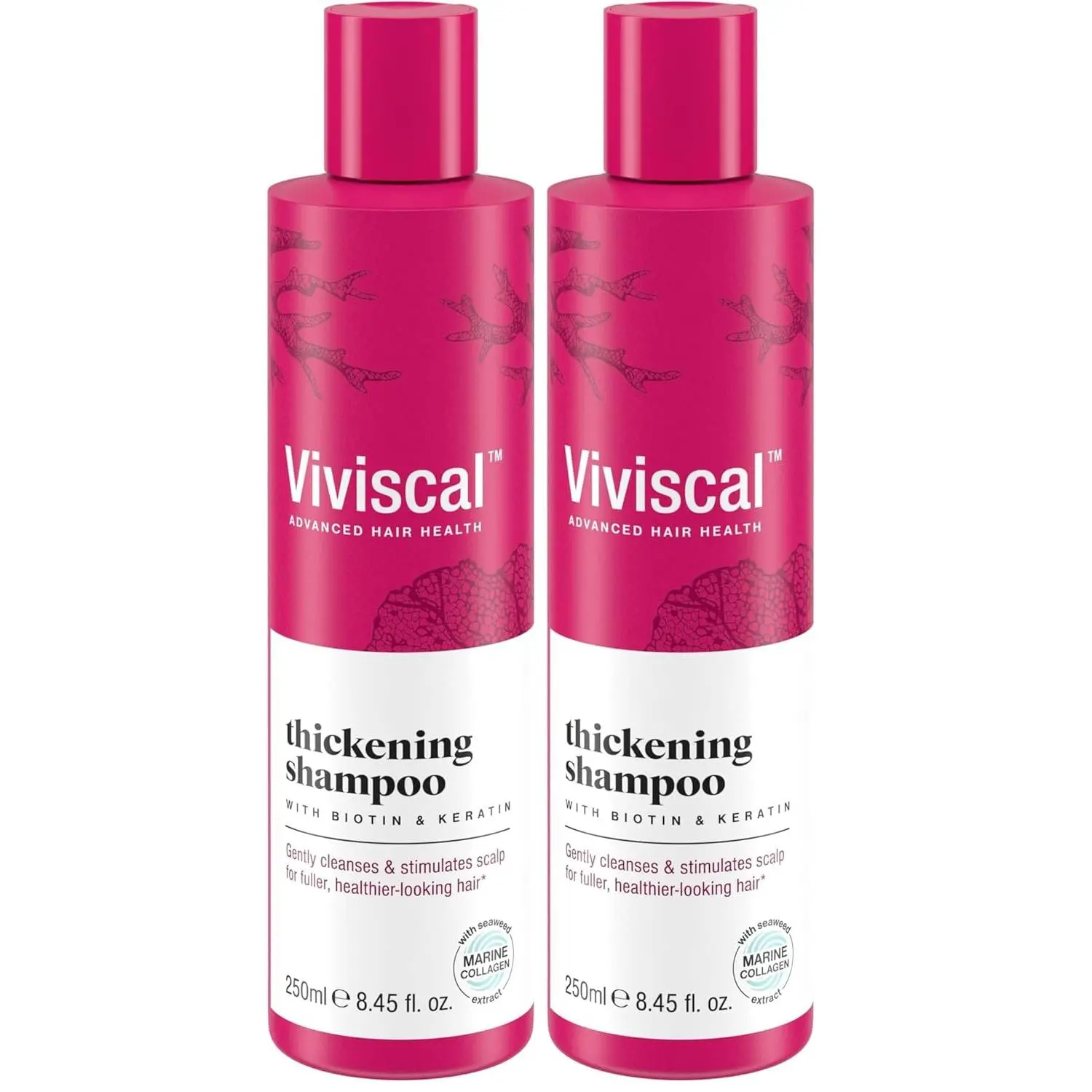 Viviscal Thickening Shampoo, Formulated With Biotin And Keratin, Fortified With Marine Collagen & Seaweed Extract, Strengthens & Reduces Breakage, Healthier Looking Hair 250ml (8.45 fl oz.)(Pack of 2)